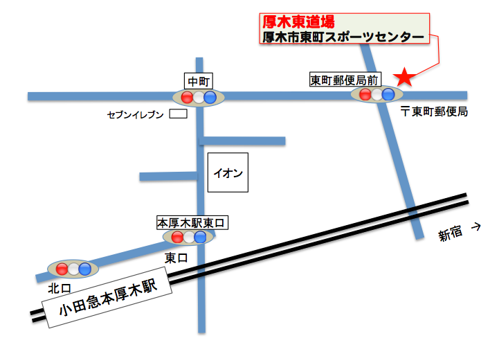 厚木東道場の地図